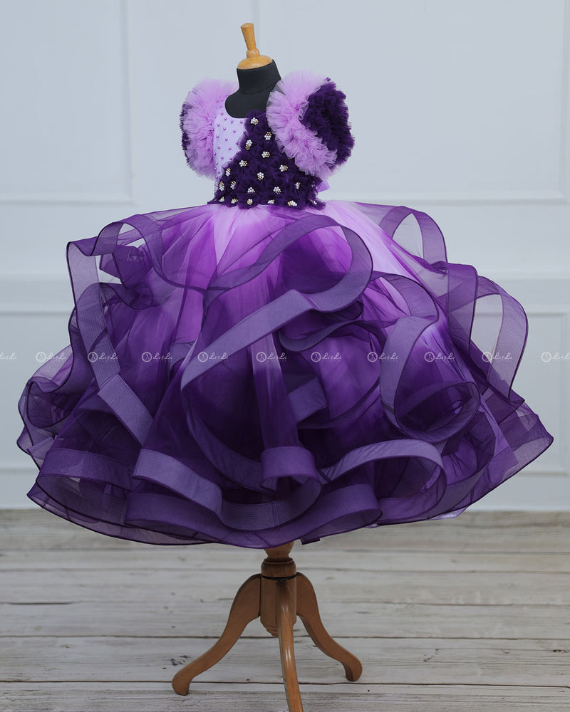 Lavender and Purple Color Gradient Swirled Gown