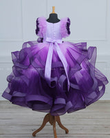 Lavender and Purple Color Gradient Swirled Gown