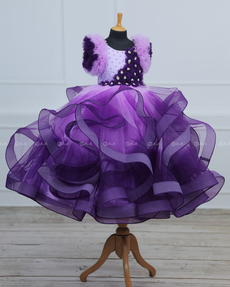 Lavender and Purple Color Gradient Swirled Gown