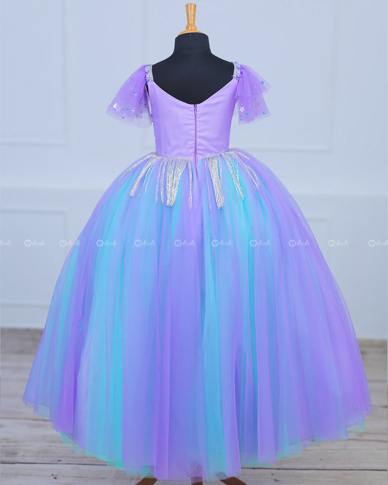 Lavender & Sea Green Hand-Crafted Sea Mermaid Theme Gown