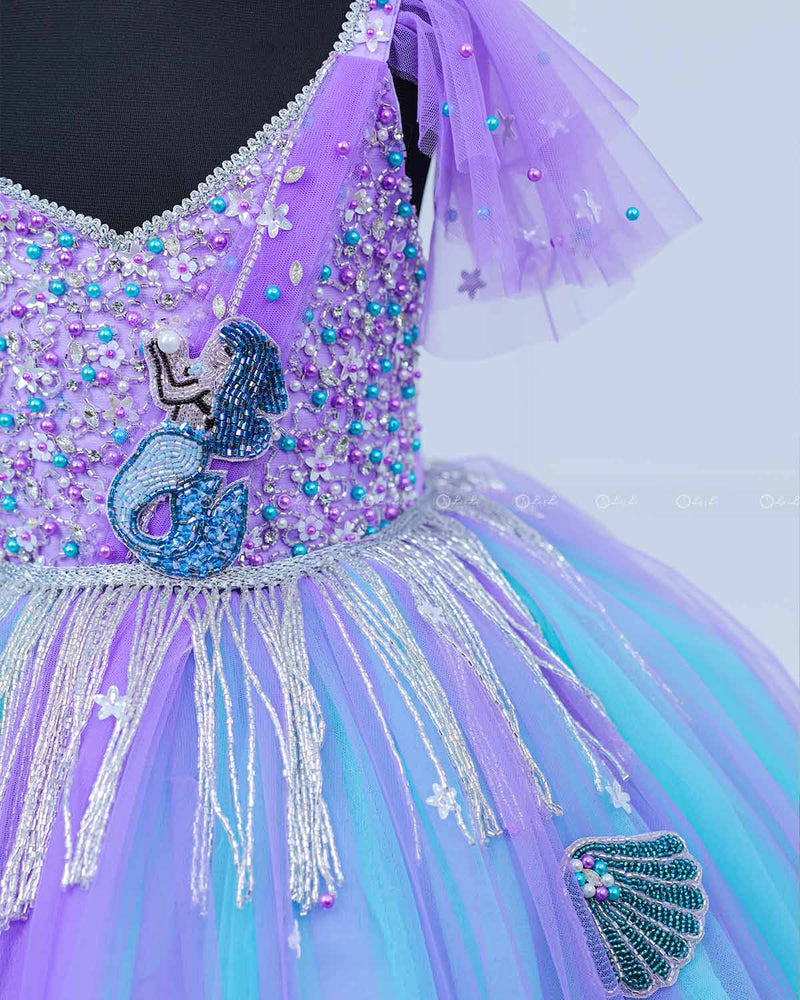 Lavender & Sea Green Hand-Crafted Sea Mermaid Theme Gown