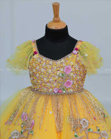 Lemon Yellow Gown with Intricate Handworks