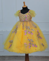 Lemon Yellow Gown with Intricate Handworks