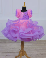 Pink and Lavender Color Gradient Swirled Gown