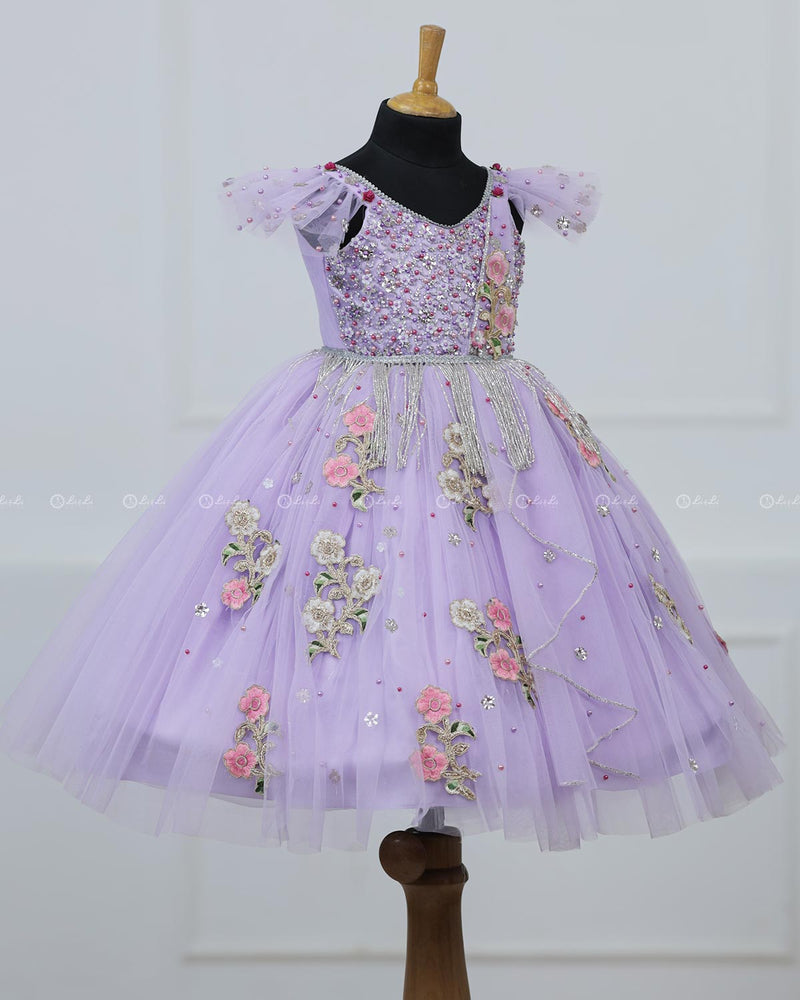 Light Lavender Gown with Intricate Handworks