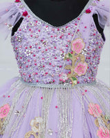 Light Lavender Gown with Intricate Handworks