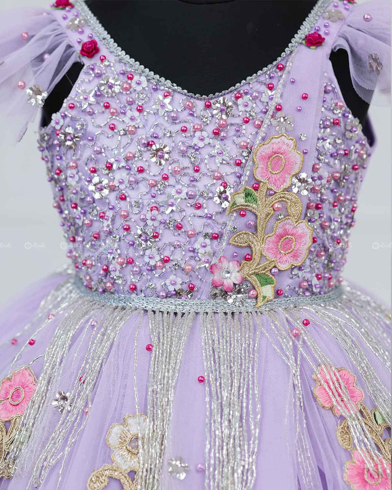 Light Lavender Gown with Intricate Handworks