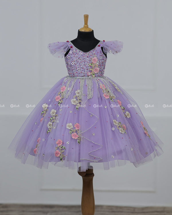 Light Lavender Gown with Intricate Handworks