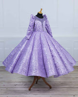 Lavender Full Sleeve Sequence Panel Gown