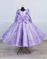 Lavender Full Sleeve Sequence Panel Gown