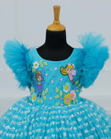 Baby Blue & Sky Blue Theme Dress Highlighted With Handwork