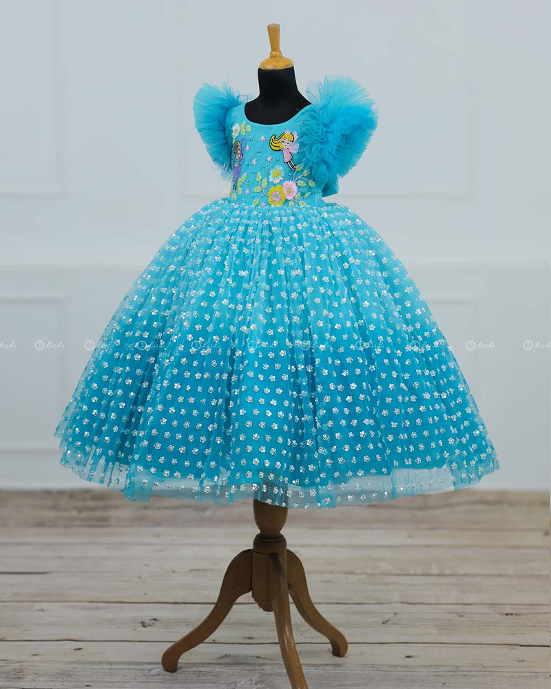 Baby Blue & Sky Blue Theme Dress Highlighted With Handwork