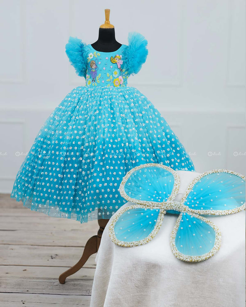 Baby Blue & Sky Blue Theme Dress Highlighted With Handwork