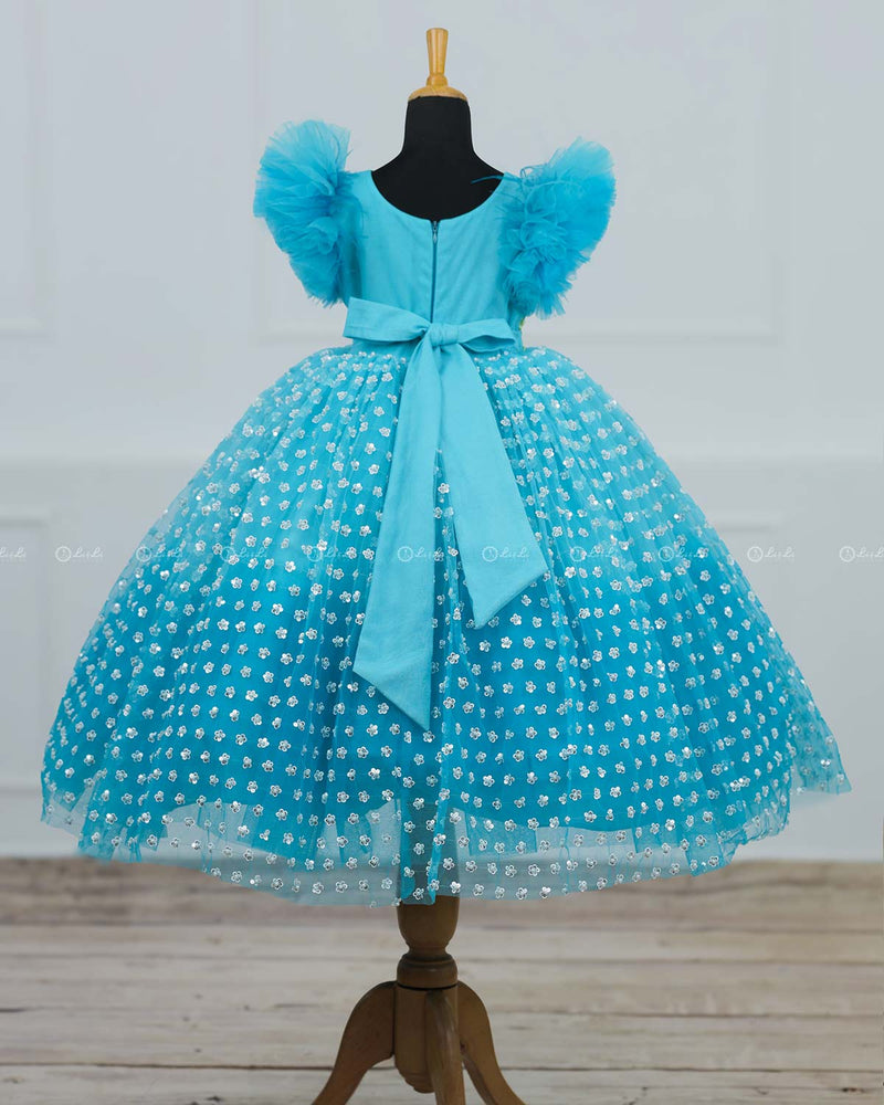 Baby Blue & Sky Blue Theme Dress Highlighted With Handwork