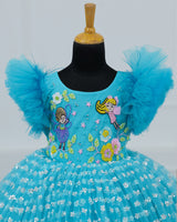 Blue Fairy Theme Dress Highlighted With Handwork