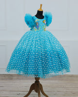 Blue Fairy Theme Dress Highlighted With Handwork