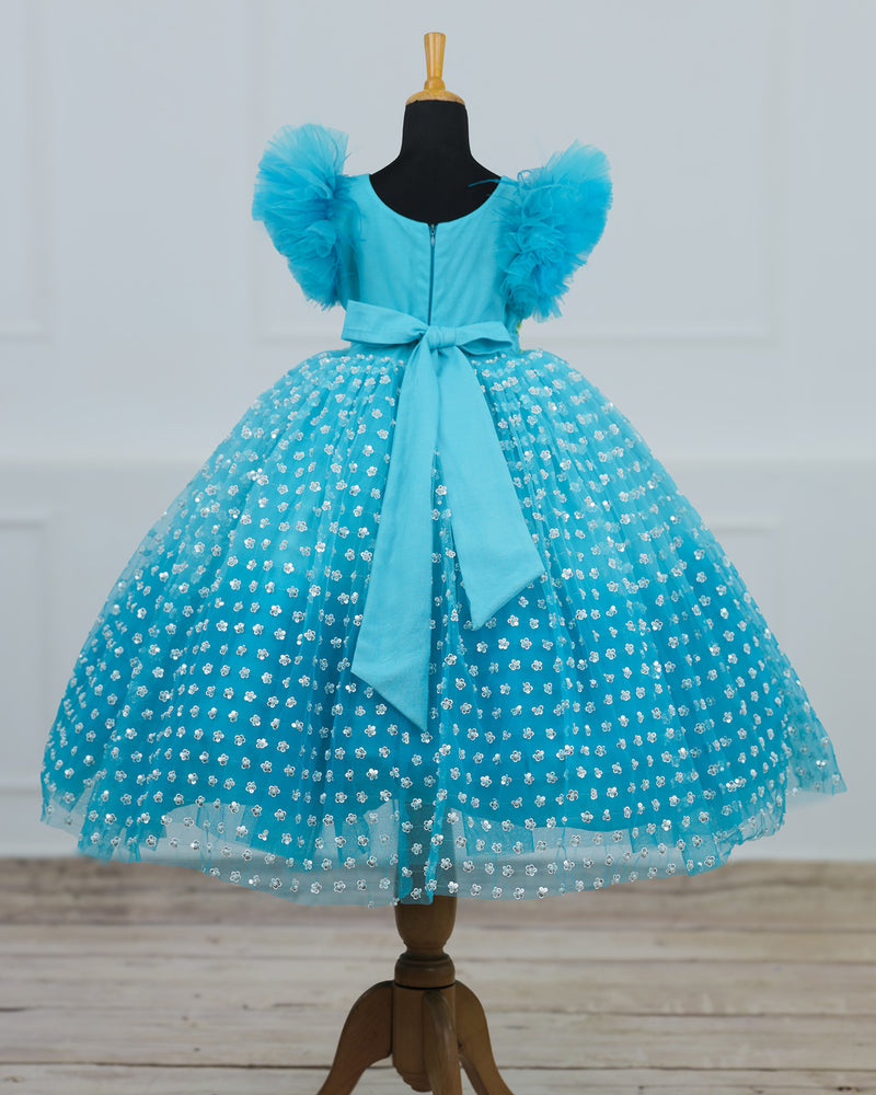 Blue Fairy Theme Dress Highlighted With Handwork