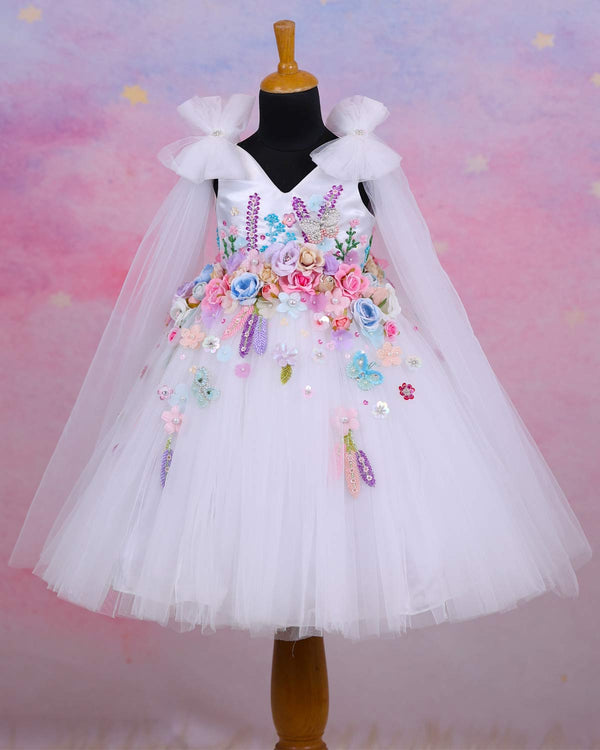 Dreamy Floral White Princess Gown.