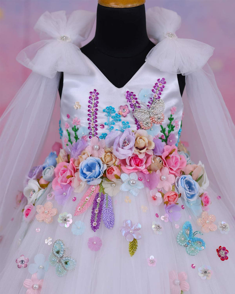 Dreamy Floral White Princess Gown.