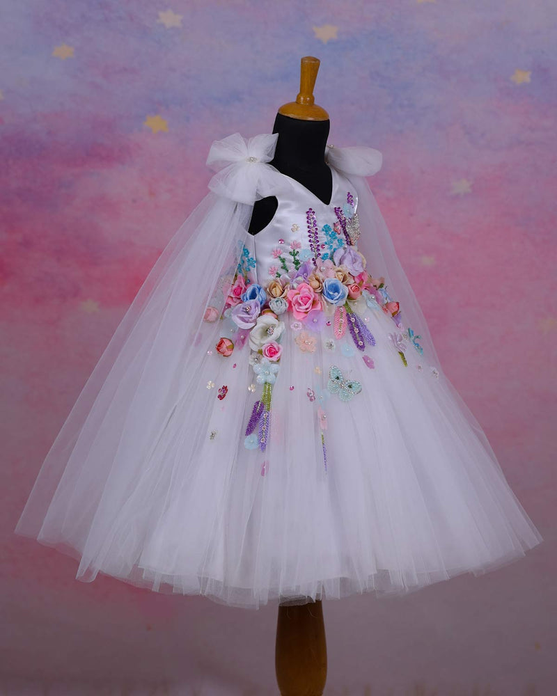 Dreamy Floral White Princess Gown.