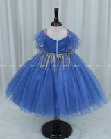 Denim Blue Gown with Intricate Handworks