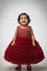 Maroon  baby lock frill gown