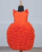 Tangerine Orange Heavy Frilled Short Dress