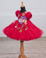 candy Red Fairy Tale Dress with Wild Flowers.