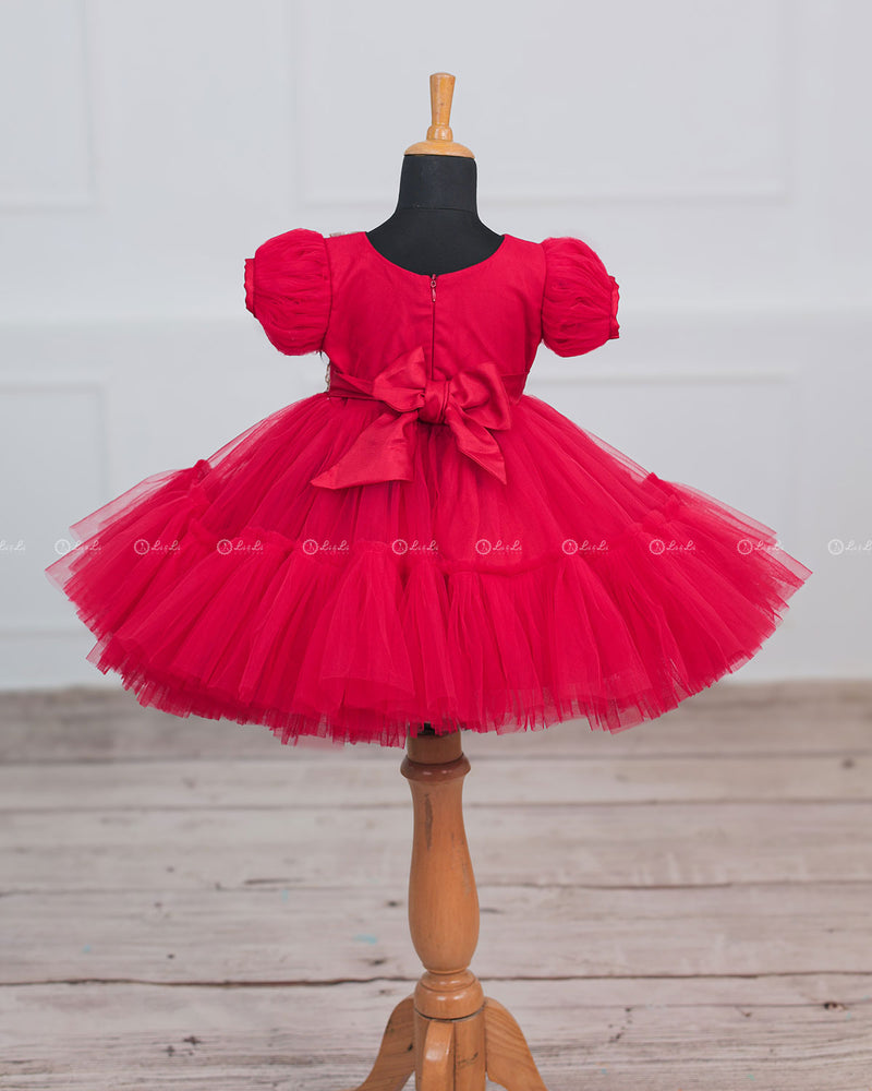 candy Red Fairy Tale Dress with Wild Flowers.