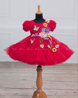 candy Red Fairy Tale Dress with Wild Flowers.