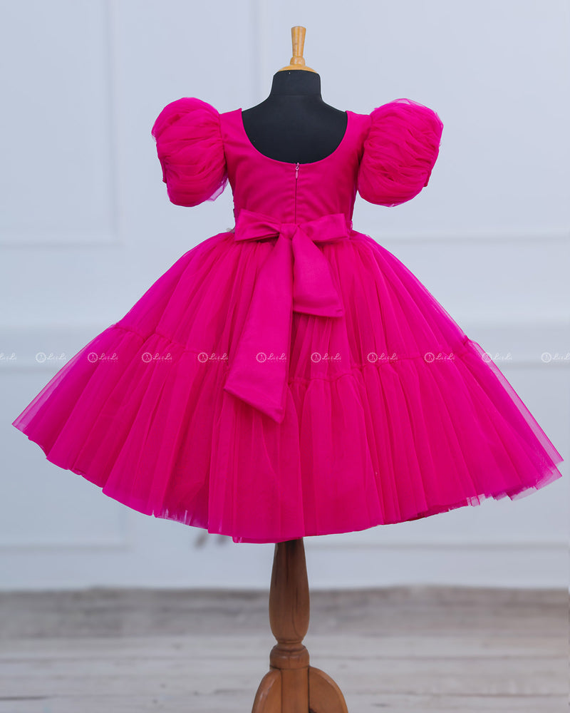 Dark Pink Fairy Tale Dress with Wild Flowers.