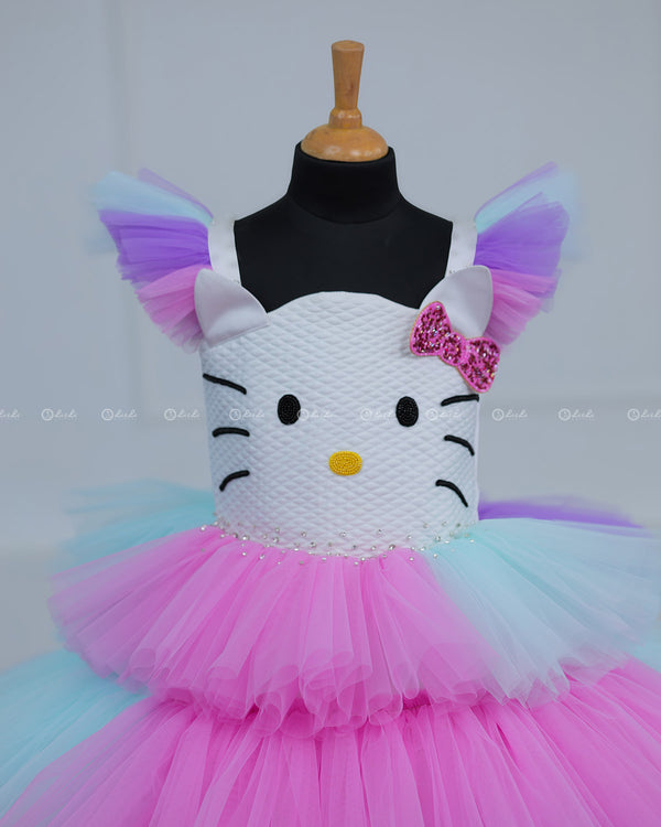 Kitty Theme Multi Color Layered Gown