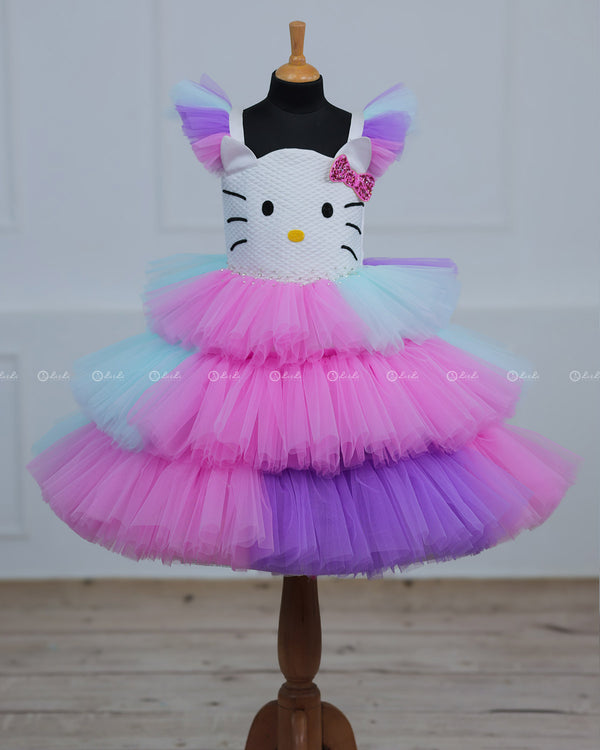 Kitty Theme Multi Color Layered Gown