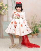 Ivory Dress With Mushroom And Ladybug Prints, Red Back Train