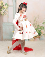 Ivory Dress With Mushroom And Ladybug Prints, Red Back Train