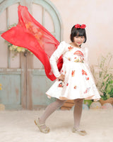 Ivory Dress With Mushroom And Ladybug Prints, Red Back Train