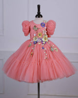 Blush Peach Fairy Tale Dress Highlighted with Flowers.