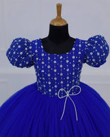 Royal Blue Dress With Sequence Yoke