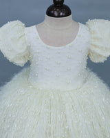 Ivory Pearl Embellished Feather Frock
