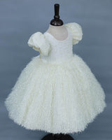 Ivory Pearl Embellished Feather Frock