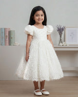 Ivory Pearl Embellished Feather Frock