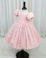 Light Peach Embellished Feather Frock