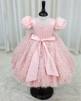 Light Peach Embellished Feather Frock