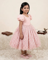 Light Peach Embellished Feather Frock