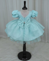 Aquamarine - Pale Aqua Blue Gown with Heavy Bead Patches of Underwater Theme