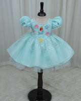 Aquamarine - Pale Aqua Blue Gown with Heavy Bead Patches of Underwater Theme