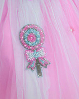 Net Sleeveless Fit & Flare Fairy Calf Length Frock - Pink & Blue (New)