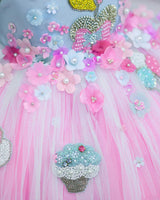 Net Sleeveless Fit & Flare Fairy Calf Length Frock - Pink & Blue (New)