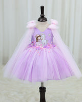 Net Sleeveless Fit & Flare Unicorn Knee Length Frock - Lavender (New)