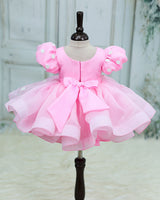 Organza Puff-Sleeve Character-Themed Character Calf-Length Frock - Pale Rose (New)